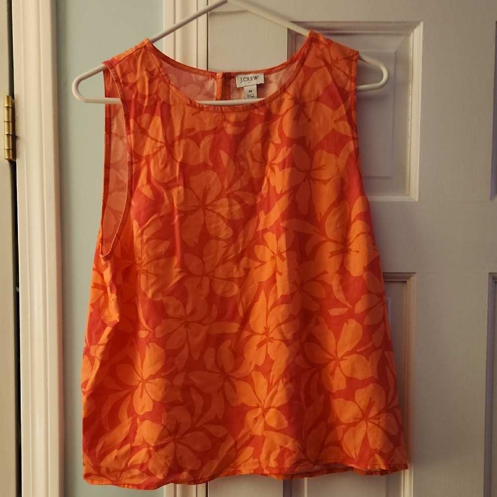J. Crew Women's Pink/Peach Floral Tank Top